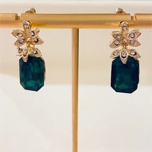 Gem Gold Rhinestone Drop Earrings